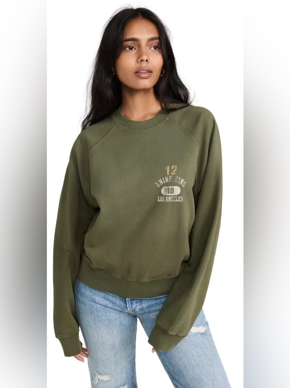 ANINE BING LA 2012 Army Green Graphic Sweatshirt L - Picture 10 of 10